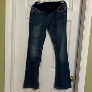 Indigo Blue Dark Wash Bootcut Contrast Stitching Maternity Jeans Size Medium